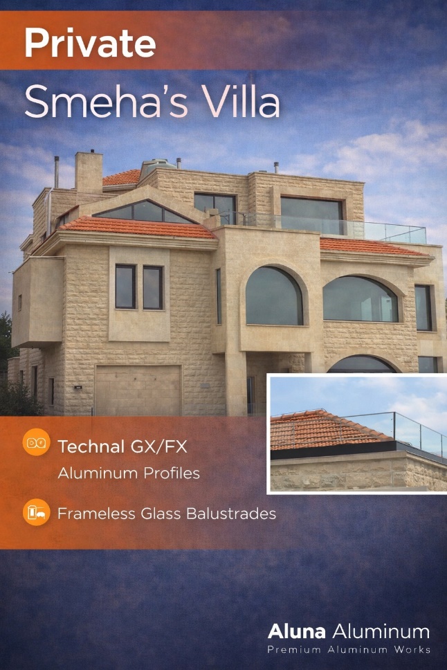 Aluminum profiles and frameless glass balustrades at Smeha's Villa